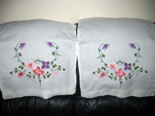 Vintage Hand - Embroidered Chair - Backs,  Irish Linen,  16 " By 25 "