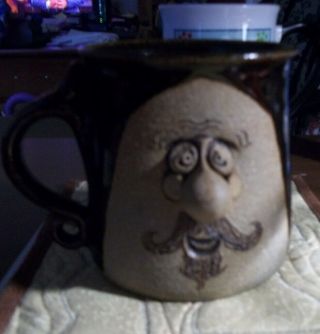 Hand Thrown Pottery Coffee Mug Man Face
