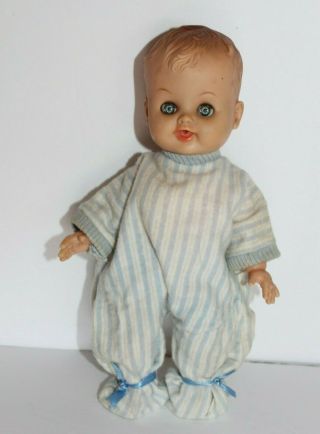 Vintage 10 " Rubber Jointed Baby Doll With Open/close Eyes - Unmarked