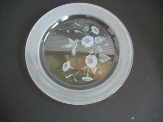 4 Plates 24 Lead Crystal Hummingbird 10 1/2 " Glass Dinner Plates By Avon
