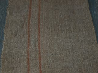 Antique Linen Vintage Handvowen Flax Homespun Rustic Grain Sack Fabric 2 Stripes