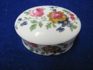 Staffordshire Fine Bone China Oval Trinket Box With Lid Floral Design 2 "