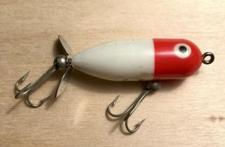 Vintage Heddon Tiny Torpedo Fishing Lure Red Head Crankbait 2