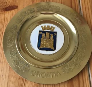 ● Vintage Zagreb Croatia Wall Hanging Brass Plate Plaque