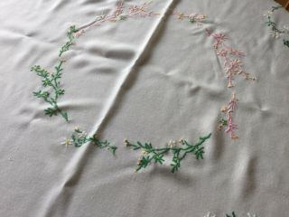 Vintage Hand embroidered Crinoline lady tablecloth 39” x 41” 4