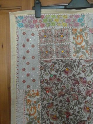 Gorgeous vintage large embroidered rectangular fabric tapestry/textile piece 3
