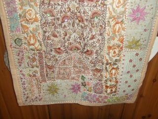 Gorgeous vintage large embroidered rectangular fabric tapestry/textile piece 5