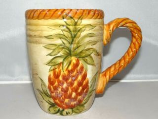 Tabletops Unlimited Provencial Pineapple Tabletops Mug Cup Embossed Hand Painted