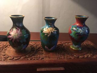 Cloissone Enamel Mini Vase Trio