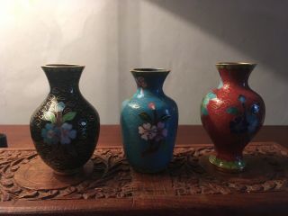Cloissone Enamel Mini Vase Trio 2