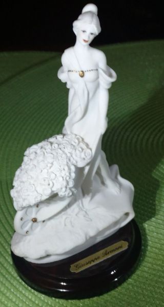 1992 Florence Giuseppe Armani Lady With Flowers Bisque Figurine Made In Italy