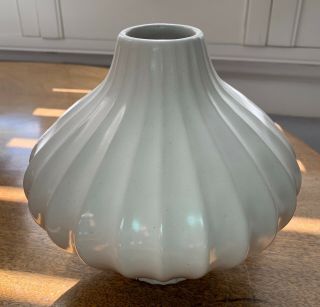 Jonathan Adler Ceramic Vase,  Fluted,  White,  Signed