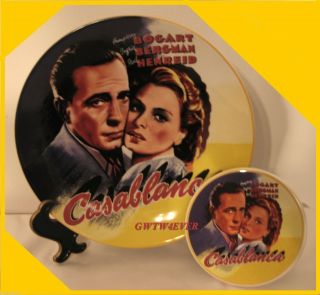 Casablanca Poster On Plate & Coaster Matched Set Hard - To - Find Combo From Turner