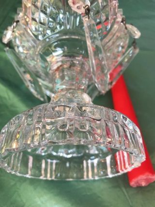 Antique Cut Clear Crystal Candle Holder with Prisms 4 7/8” Tall 5