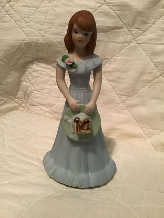 Enesco 1982 Vintage Growing Up Girls Age 14 Brunette Ceramic Figurine