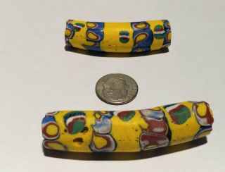 Antique Venetian Yellow Center Murine Elbow African Glass Trade Beads