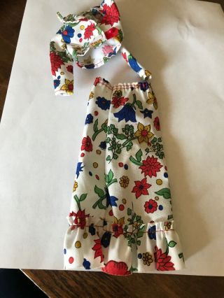Vintage Barbie Floral 2 Pc Outfit Skirt Jacket Flower Red Blue Clothes Handmade