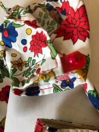 Vintage Barbie Floral 2 Pc Outfit Skirt Jacket Flower Red Blue Clothes Handmade 3