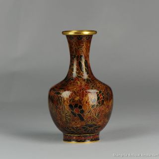 20th C Chinese Cloisonne Vase Bronze Or Copper China Chinese Qing Butterfly