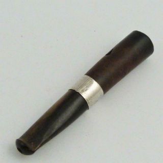 Antique Wooden Cheroot Holder With Silver Collar