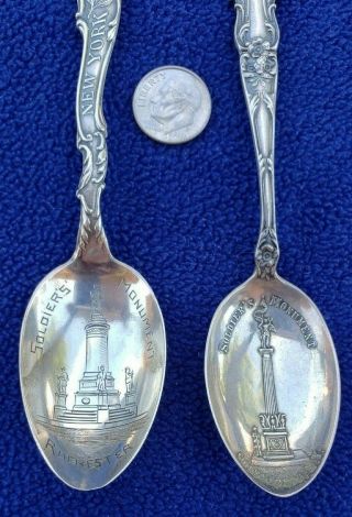 2 Sterling Silver Marked Soldier ' s Monument Antique Spoons 2