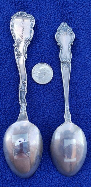 2 Sterling Silver Marked Soldier ' s Monument Antique Spoons 3