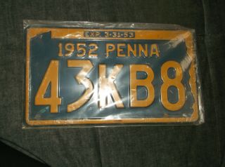 Antique Pennsylvania 1952 License Plate