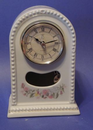 Enchanting Vintage Paul Sebastian Porcelain Mantle Clock W/spring Flowers - Euc