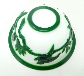 CHINESE PEKING PEKIN GLASS CARVED BOWL Bird and Flower Design CHINA 3