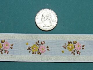 Victorian Colorful Floral Silk French Ribbon Trim 79.  1/2 " X 1.  1/8 ".