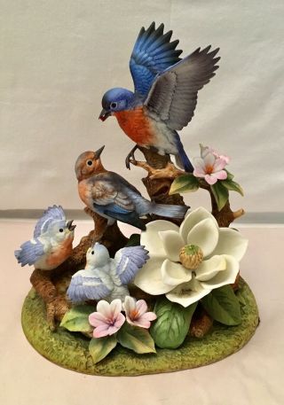 Andrea By Sadek Bird Figurine Bluebird Family 1987 Numbered Limited Edition