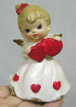 Vintage Lefton Valentine Angel Girl Holds Hearts 7699 1950s
