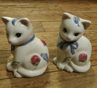 Lenox China Cat Salt & Pepper Shakers - Poppies On Blue -