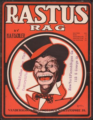 1909 Rastus Rag Antique Sheet Music Black Americana Piano Solo By H.  A.  Fischler