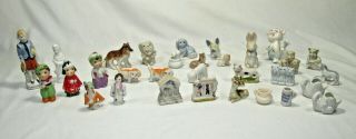 31 Vintage Miniatures Bone China Porcelain Japan Bisque Figures Figurines Dogs