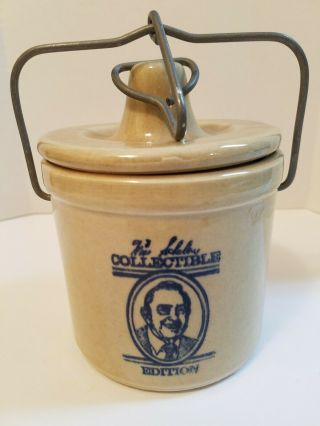 Vintage Win Schuler Collectible Cheese Crock Wire Bale Euc Stoneware 5 1/2 " Tall