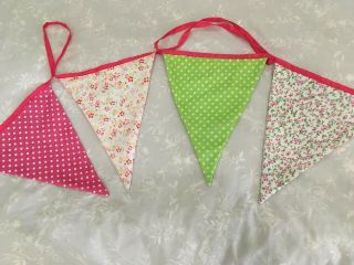 2x 5ft 10ft Cotton Bunting Vintage Bright Floral Spotty Wedding Party Decoration