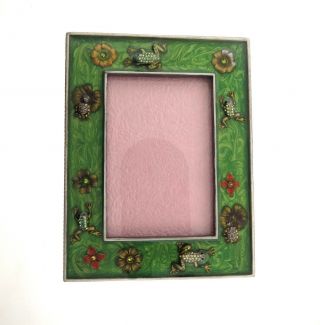 Enamel Photo Frame Rucinni 5 X 7 " For 3 X 4.  5 " Floral Frog Turtle