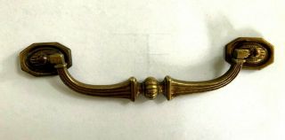 Set Of 6 Antique Brass Drawer Cabinet Chest Pulls & Facettes Vintage Heavy Weigh