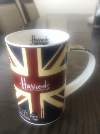 Harrods London England Coffee Mug Tea Cup Bone China Union Jack British Flag