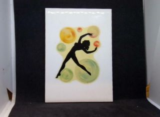 Vintage Art Deco Silhouette Tile Sexy Women W/bubbles - Wall Or Stand 6 Of 6