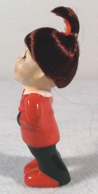 Set Vtg National Potteries NAPCO Christmas Girl Pixie Hair Figurines Japan 3.  5 