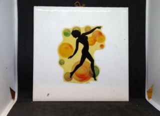 Vintage Art Deco Silhouette Tile Sexy Women W/bubbles - Wall Or Stand 3 Of 6
