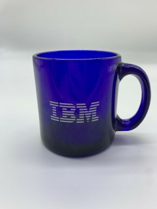 Vintage Ibm Cobalt Blue Ceramic Coffee Mug Cup Computers