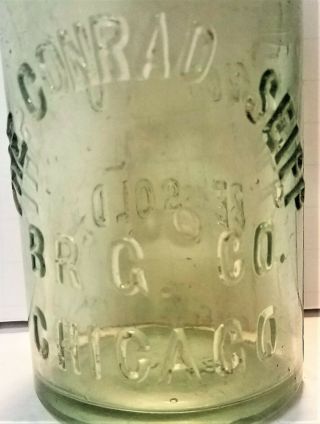 The Conrad Seipp Brewing Co Chicago,  Il Aqua Beer Bottle Antique /