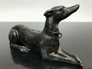 Vtg Painted Metal Greyhound Track Dog Miniature Statue Sculpture Figurine