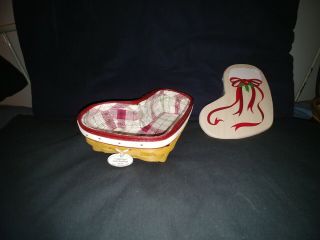 2014 Longaberger Tree Trimming Little Stocking Combo W/lid And Tie On