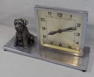 Vintage Desk Or Table Clock On A Base With A Sitting Dog -,  But S Or R