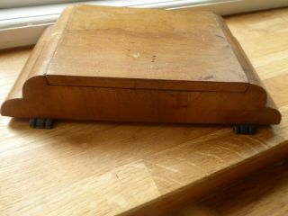 Vintage Art Deco Shaped Wooden Box With Copper Liner Clawed Feet