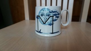 Anthropologie M Mug Alphabet Monogram Moon Face Florence Balducci Ceramic Mug